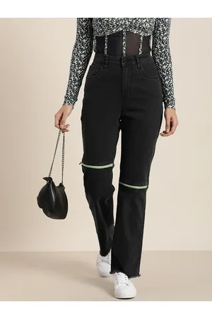 HERE&NOW Women Straight Fit High-Rise Light Fade Stretchable Jeans
