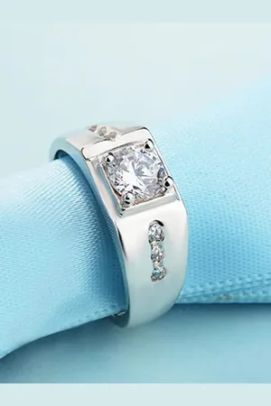 Meenaz Men Silver-Plated AD Studded Adjustable Finger Ring