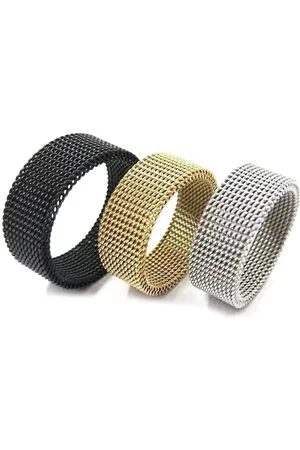 Meenaz Men Set Of 3 Silver-Plated Band Finger Ring