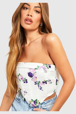 Boohoo Floral Print Corset Style Crop Top