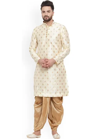 Sydney Heights Ethnic Motifs Woven Design Mandarin Collar Kurta with Dhoti Pants
