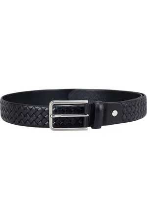 ROSSO BRUNELLO Men Slim Textured Leather Belt