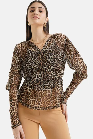 Kazo Animal Printed Peplum Top
