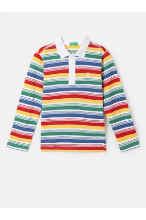 Benetton Boys Striped Polo Collar Cotton T-shirt