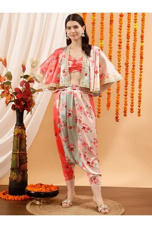 indo street Floral Printed Crop Top & Dhoti Pant