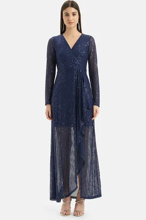 Kazo Embellished Sequinned Ruffles Chiffon Maxi Dress
