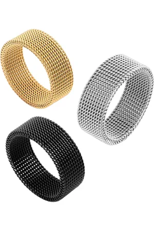 Meenaz Men Set Of 3 Stainless Steel Silver-Plated Band Finger Rings