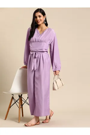 Sangria Solid Waist Tie-Ups Co-Ords