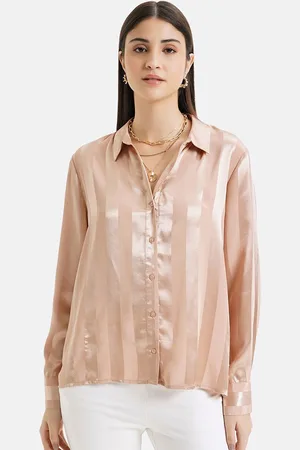 Kazo Classic Boxy Striped Satin Casual Shirt
