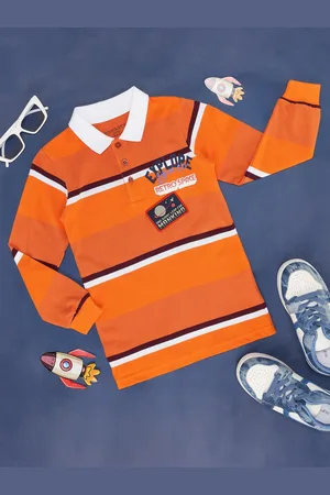 Pantaloons Boys Colourblocked Polo Collar Long Sleeve Cotton T-Shirt