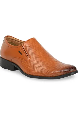 Bata Men Brown Textured Formal Slip-on Shoes