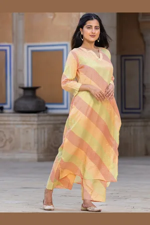 Ambraee Striped Straight Kurta with Palazzos