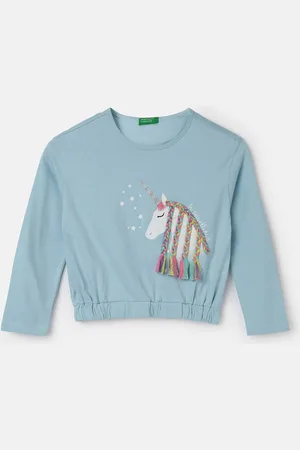 Benetton Graphic Printed Cotton Crop Top