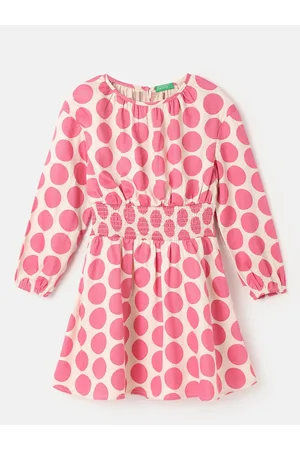 Benetton Girls Polka Dot Printed Fit & Flare Dress
