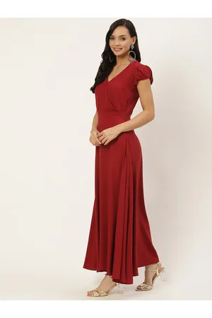 Chemistry V-Neck Puff Sleeves Maxi Dress