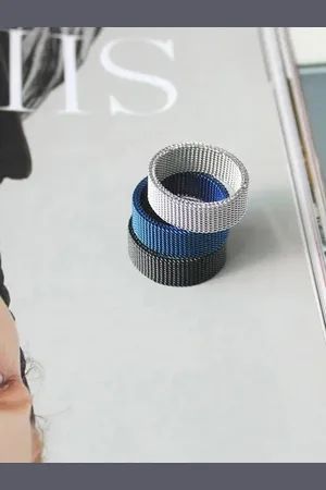Meenaz Men Set Of 3 Silver-Plated Stainless Steel Band Finger Ring