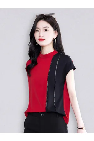 JC Collection Women Red & Black Colourblocked Top