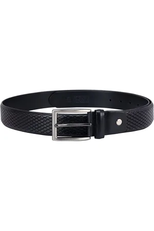ROSSO BRUNELLO Men Slim Textured Leather Belt