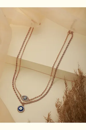 Jazz and Sizzle Brass Gold-Plated Cubic Zirconia-Studded Layered Necklace