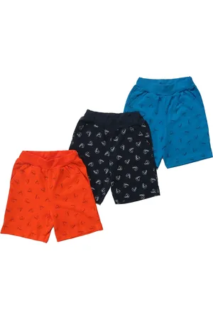 Clothe Funn Boys Pack Of 3 Conversational Printed Cotton Shorts