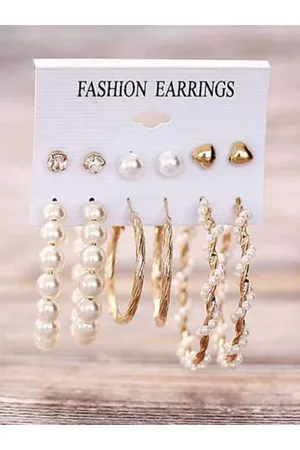 DressBerry Set Of 6 Gold-Plated Studs Earrings