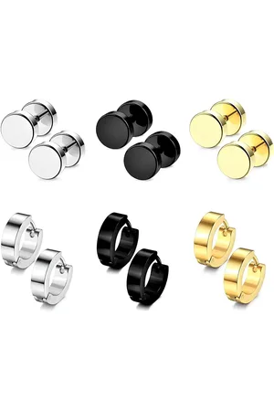 KARISHMA KREATIONS Men Set of 6 Stainless Steel Earrings