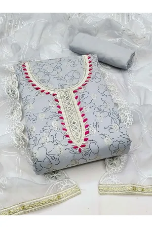 Kalini Floral Printed Thread Work Unstitched Dress Material