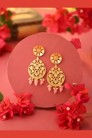 Celebravo Brass-Plated Artificial Beads-Beaded Drop Earrings