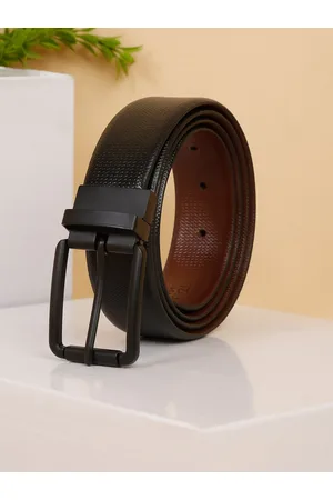 Teakwood Leathers Men Textured Leather Reversible Belt