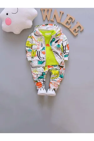 Googo Gaaga Boys Printed Hooded Pure Cotton Sweatshirt With Trousers