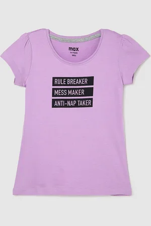 Max Collection Girls Typography Printed Pure Cotton T-shirt