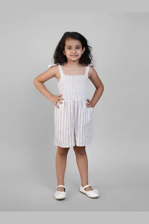 Biglilpeople Girls Striped Smocked Cotton Playsuit