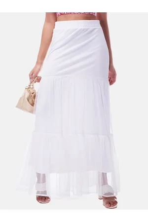 IZF Women Mesh Tiered Flounce Maxi Skirt