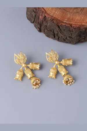 Celebravo Brass-Plated Floral Jhumkas