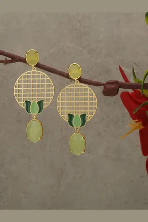 Celebravo Brass-Plated Floral Drop Earrings