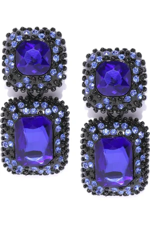 DressBerry Artificial Stones Studded Contemporary Drop Earrings