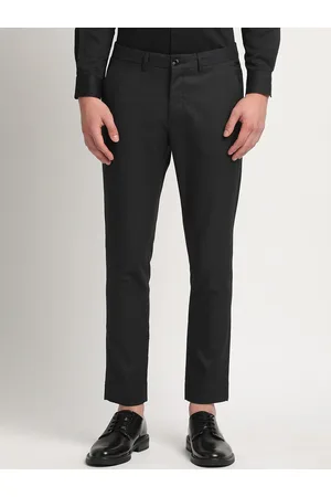 The Bear House Men Solid Tapered Fit Mid-Rise Formal Trousers