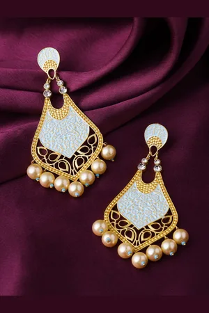 Celebravo Brass-Plated Floral Drop Earrings