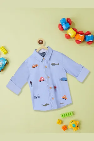 Nauti Nati Boys Standard Embroidered Roll Up Sleeves Casual Shirt