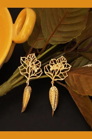 Celebravo Brass-Plated Floral Drop Earrings