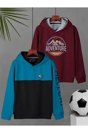 HELLCAT Boys Pack Of 2 Printed Hooded Cotton Pullover