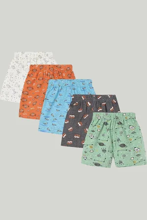 The Boo Boo Club Boys Pack Of 5 Conversational Printed Cotton Shorts