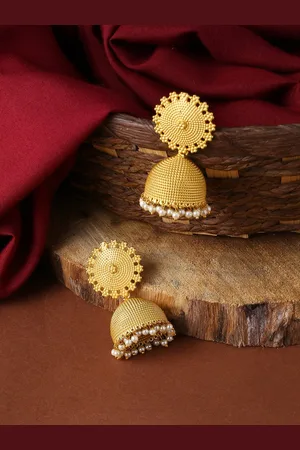 Celebravo Brass-Plated Dome Shaped Jhumkas