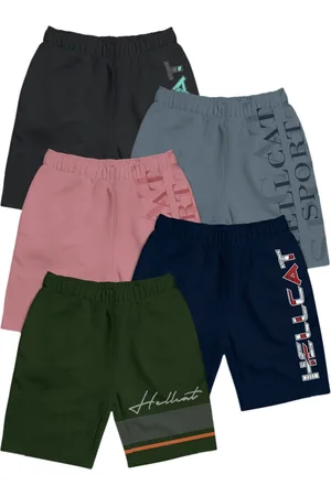 HELLCAT Girls Pack Of 5 Typography Printed Cotton Shorts