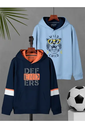 HELLCAT Boys Pack Of 2 Printed Hooded Ribbed Pullover Sweatshirt