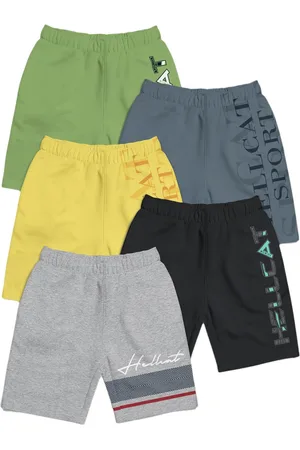 HELLCAT Girls Pack Of 5 Typography Printed Mid-Rise Cotton Shorts
