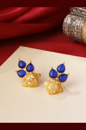 Celebravo Brass-Plated Oval Drop Earrings