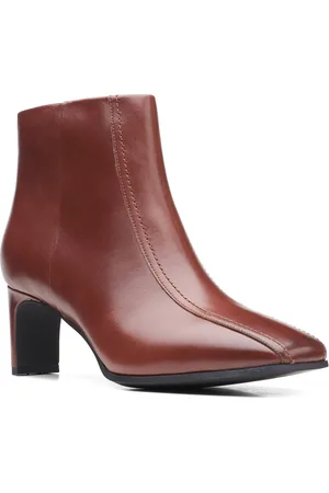 Clarks Women Brown Solid Leather Ankle Boots