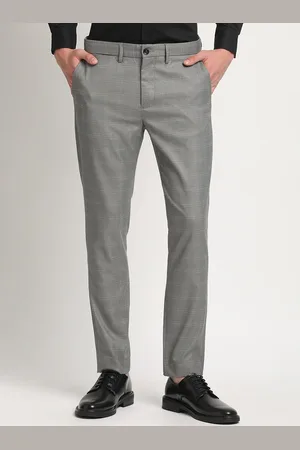 The Bear House Men Checked Tapered Fit Mid-Rise Formal Trousers