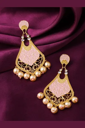 Celebravo Brass-Plated Floral Drop Earrings